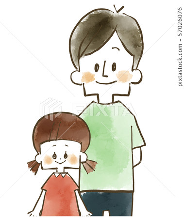 Parent and child-father and daughter-watercolor 57026076