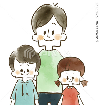 父母和孩子父親和孩子水彩畫 57026130