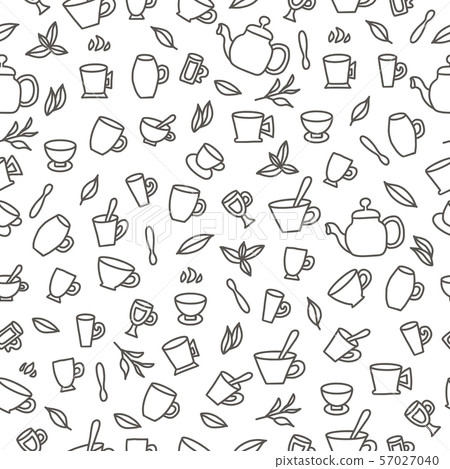 Seamless pattern of tea cups. Vector illustration. - Stock Illustration ...