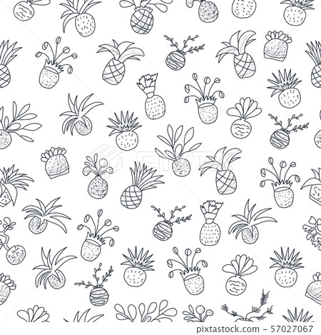 Kokedama set. Doodle vector asian plant collection Kokedama set. Doodle vector asian plant collection 57027067