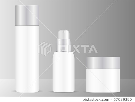 Cosmetics set with silver lids. Bottles, jar serum 57029390