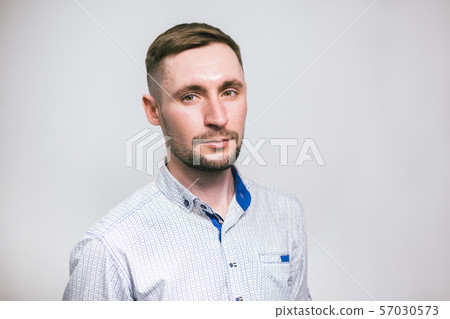 Confidence and business concept. Portrait of happy fashionable handsome man. Portrait of young 57030573