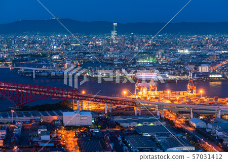 《大阪府》大阪灣地區的夜景 《大阪府》大阪灣地區的夜景 57031412