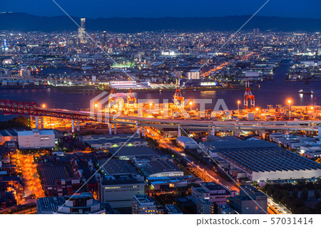 《大阪府》大阪灣地區的夜景 《大阪府》大阪灣地區的夜景 57031414