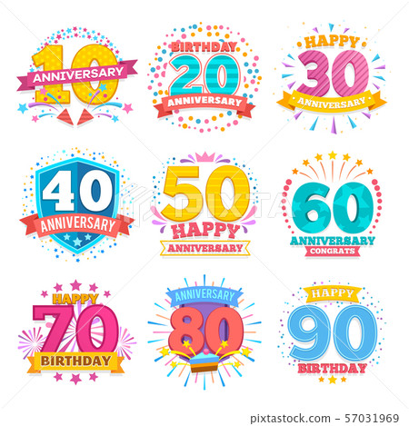 Anniversary celebration banners. Ribbons with numbers vector set Anniversary celebration banners. Ribbons with numbers vector set 57031969