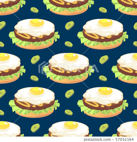 Seamless pattern with omelette sandwich Seamless pattern with omelette sandwich 57032164