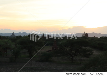 Buddhist stupa in the evening view Bagan World Heritage Myanmar 57032280
