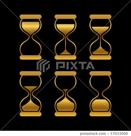 Golden sands of time, hourglass vector isolated symbols Golden sands of time, hourglass vector isolated symbols 57033000