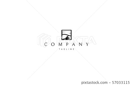 Vector logo on which an abstract image of the river and the hills. 57033115