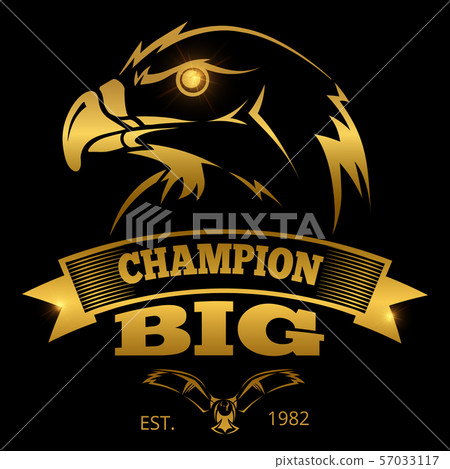 Eagle heraldry vector labels, logos, emblems. Golden eagle sign design 57033117