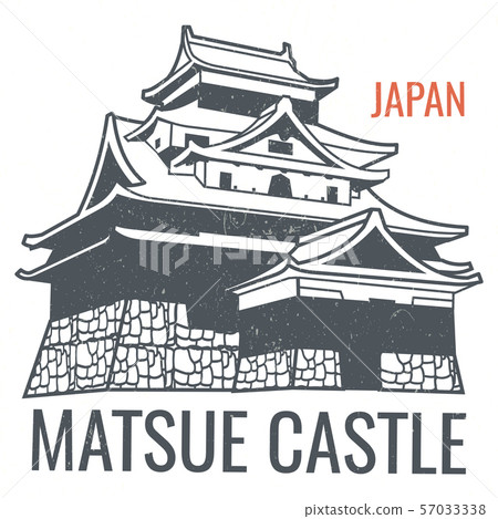 Vector travel poster with japanese sight castle silhouette 57033338