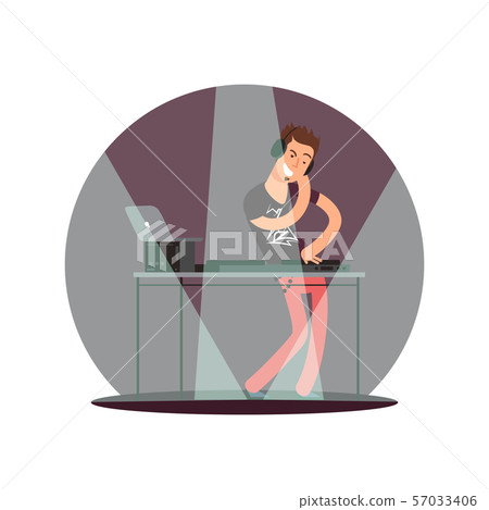 Flat vector cheerful DJ 57033406