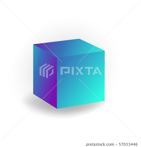 cube - 3D geometric shape with holographic gradient isolated on white background vector 57033446