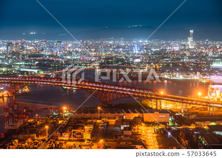 <<Osaka Prefecture>> Night view of Osaka Bay Area <<Osaka Prefecture>> Night view of Osaka Bay Area 57033645