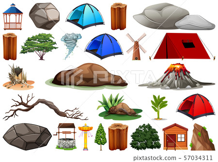 Collection of outdoor nature themed objects and 57034311