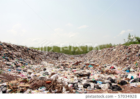 Mountain garbage, large and degraded garbage pile, 57034928