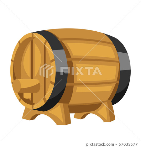 Beer wooden barrel on white background. 57035577
