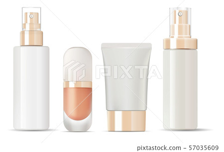 Download Glossy Glass Bottles With Gold Lids Mockup Set Stock Illustration 57035609 Pixta