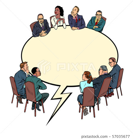 comic book bubble, meeting business people. Dialogue communication concept 57035677
