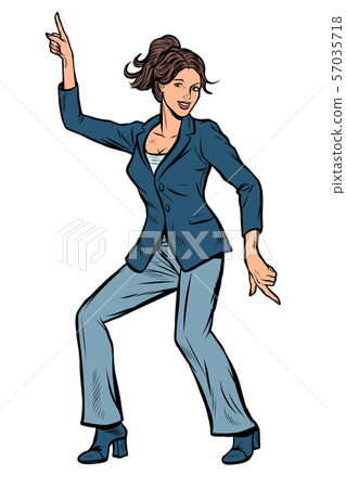 Dancing business woman. Disco dance club music 57035718