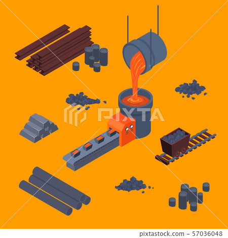 Metallurgical Process Sign 3d Icon Set Isometric View. Vector 57036048