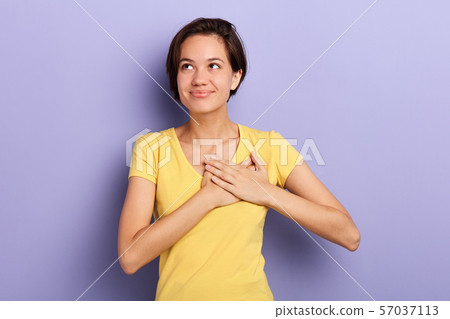 romantic lovely girl expresses her tender feeling 57037113