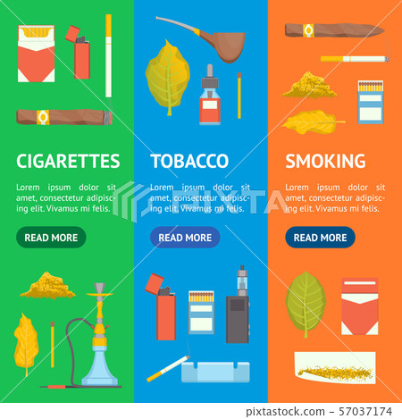 Cartoon Color Smoking Tobacco Products Icon Set. Vector 57037174