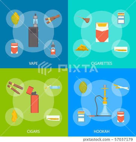 Cartoon Color Smoking Tobacco Products Banner Set . Vector Cartoon Color Smoking Tobacco Products Banner Set . Vector 57037179