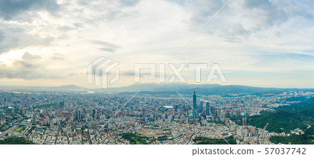 Skyline of taipei city in downtown Taipei, Taiwan. 57037742