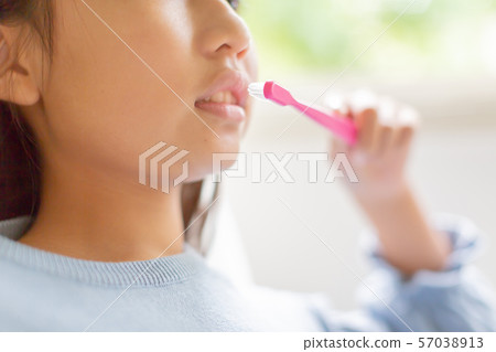 girl, young girl, tooth brush 57038913