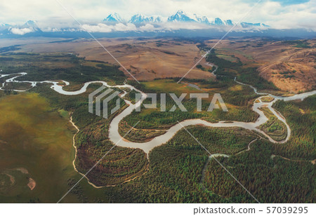 Kurai steppe and Chuya river Kurai steppe and Chuya river 57039295