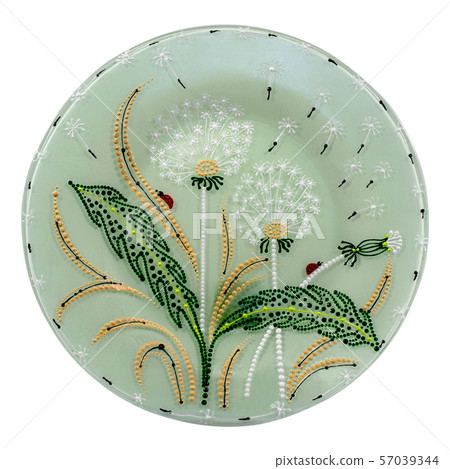 Decorative ceramic dish painted with hands. Art, Decorative ceramic dish painted with hands. Art, 57039344