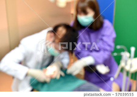 Blurred of Dental care check up, Dentist examining 57039555