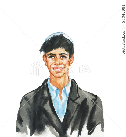 Watercolor realistic male portrait Watercolor realistic male portrait 57040981