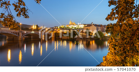 Prague Castle and Vltava River by night, Prague 57041070