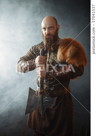 Viking with axe, nordic barbarian image 57041537