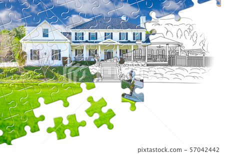 Puzzle Pieces Fitting Together Revealing Finished Puzzle Pieces Fitting Together Revealing Finished 57042442
