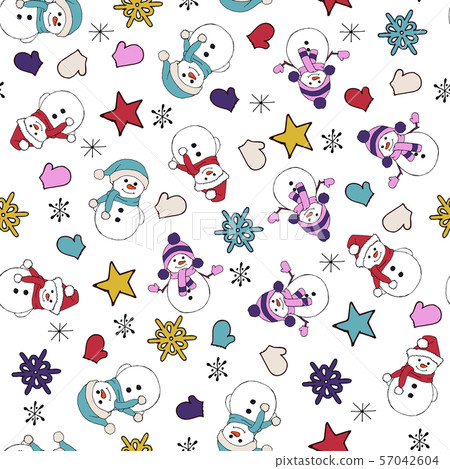 Christmas seamless pattern with snowman, fir... - Stock Illustration ...