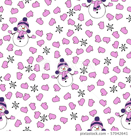 Christmas seamless pattern with snowman, fir... - Stock Illustration ...