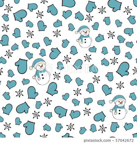 Christmas seamless pattern with snowman, fir... - Stock Illustration ...