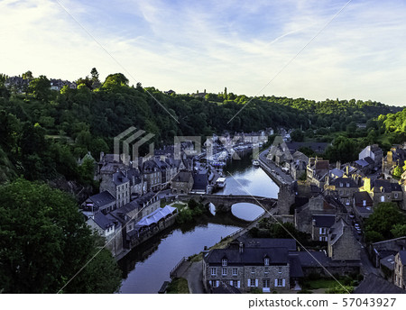 Aerial view of Port of Dinan - Dinan, France Aerial view of Port of Dinan - Dinan, France 57043927