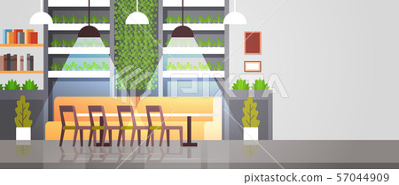 modern cafe interior empty no people restaurant cafeteria design flat horizontal 57044909