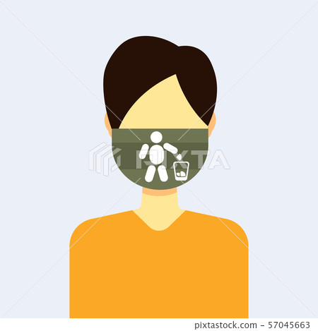 man wearing protective face mask with human putting rubbish into trash bin environment protection 57045663