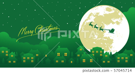 Christmas image (Santa Claus, night view) banner illustration / Green / Green Christmas image (Santa Claus, night view) banner illustration / Green / Green 57045714