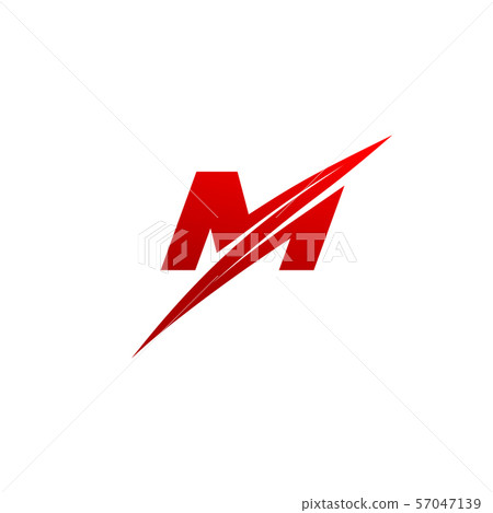 Trendy creative stylish sliced M initial based 57047139