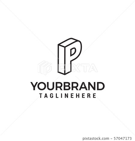 Letter P logo 3D isometric lines geometric shape 57047173