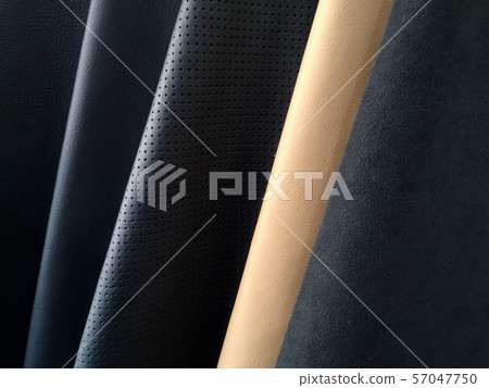 Luxury multicolored leather samples close-up. leatherette fabric texture. Industry background. Luxury multicolored leather samples close-up. leatherette fabric texture. Industry background. 57047750