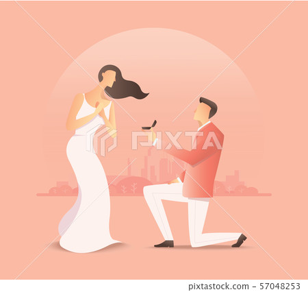 man proposing to the woman, proposal of marriage. vector illustration EPS10 57048253