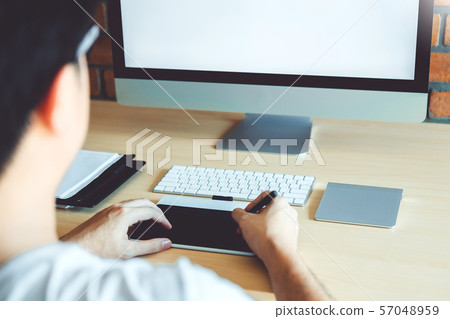 Blank screen of Graphic designer drawing on Blank screen of Graphic designer drawing on 57048959