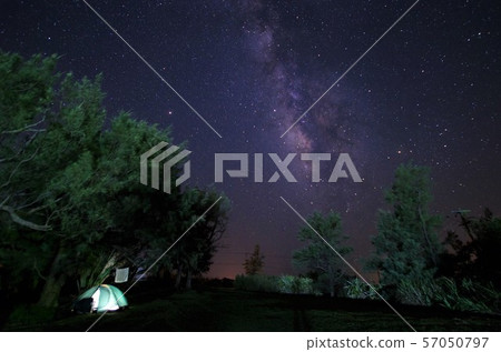 Milky Way and Camp on Hoshisuna Beach, Iriomote Island, Okinawa 57050797